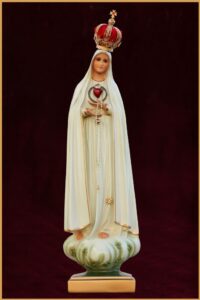 Nossa Senhora de Fatima Resina 75cm Olhos de Vidro e Coroa Metal Ref 1065