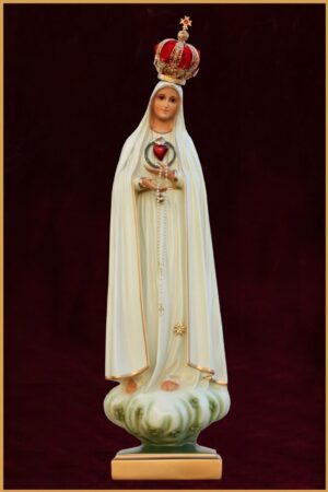Nossa Senhora de Fatima Resina 75cm Olhos de Vidro e Coroa Metal Ref 1065