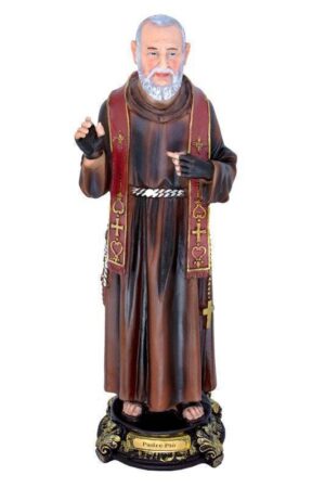 IMAGEM SANTO PADRE PIO RESINA 40CM 5112 AVE MARIA