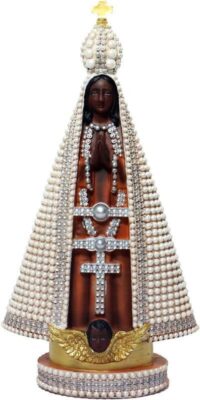 Imagem Nossa Senhora Aparecida 30cm Resina C/ Perola Branca 4224 Ave Maria