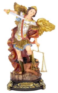 IMAGEM ARCANJO MIGUEL 30CM BALANCA METAL RESINA REF 5324 AVE MARIA