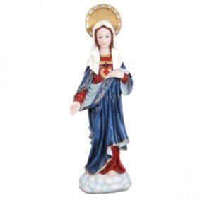 Imagem Sagrado Coração de Maria 8cm Manto Azul Resina Ref 28689 Zona Livre