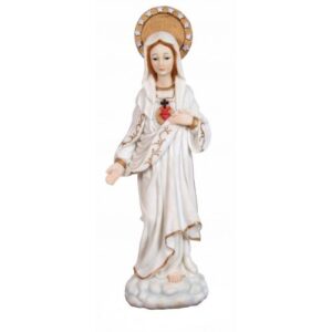 Imagem Imaculado Coracao de Maria Branco 11cm Resina Ref 36301 Zona