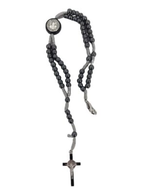 Pulseira 025 Terco Hematita/misanga/nadeira Medalha Aparecida Strass