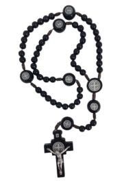 Terco Madeira Preta Cordao 10mm Pai Nosso com Sao Bento Ref 121657 Aramon