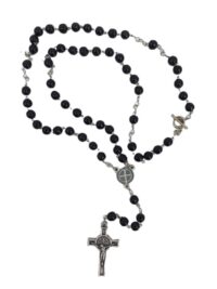 Colar Terco Madeira Preta Inox 6mm com Fecho Ref 163103 Aramon