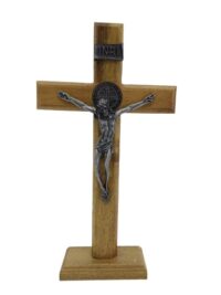 Crucifixo Madeira Mesa 26cm C/ Sao Bento Onix Ref 165537 Aramon
