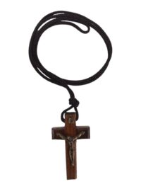 Colar P/ Pescoco C/ Cruz Madeira Coroinha Pequena Ref 2214 Silvio