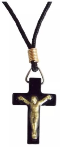 Cruz com Cordao Preta Imbuia e Marfim Co005 / Co005-2 / Co005-4