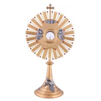 Ostensorio Dourado Jhs Anjos Adoradores com Pedras 60x32x20 Sol Ref Os060