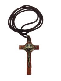 Crucifixo Madeira Sao Bento 62mm Adesivo Cordao Ref Cr73 Sta Rita