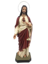 Sagrado Coracao de Jesus 82cm Resina Colorido Olho de Vidro 1046