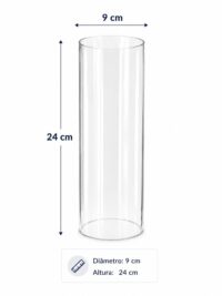 Tubo 9x24cm Transparente Vidro Ref 4360/24 Novaluz